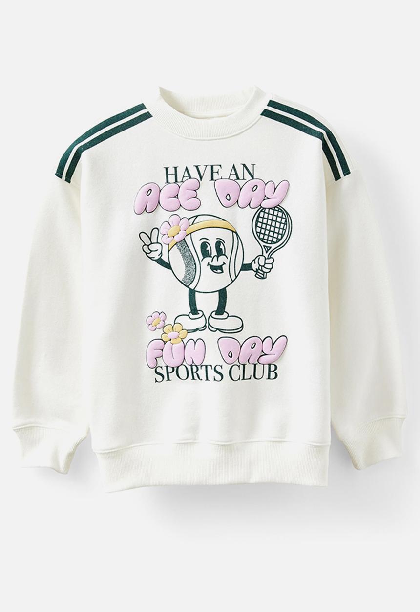 Cotton On - Sammy Oversized Crew - Vanilla/Ace Fun Day Club