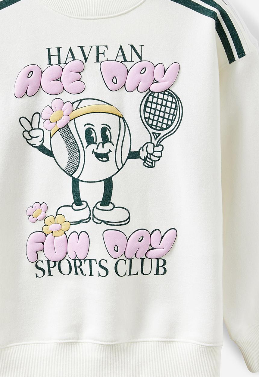 Cotton On - Sammy Oversized Crew - Vanilla/Ace Fun Day Club