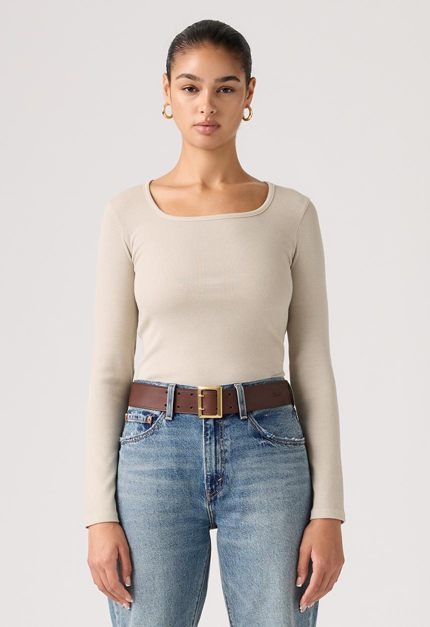 Levi’s® - Essential sqrd neck long sleeve - garment dye fa191913 chateau gray rib
