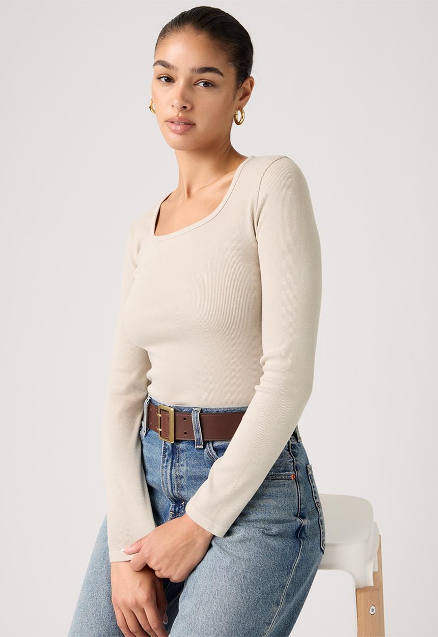 Levi’s® - Essential sqrd neck long sleeve - garment dye fa191913 chateau gray rib
