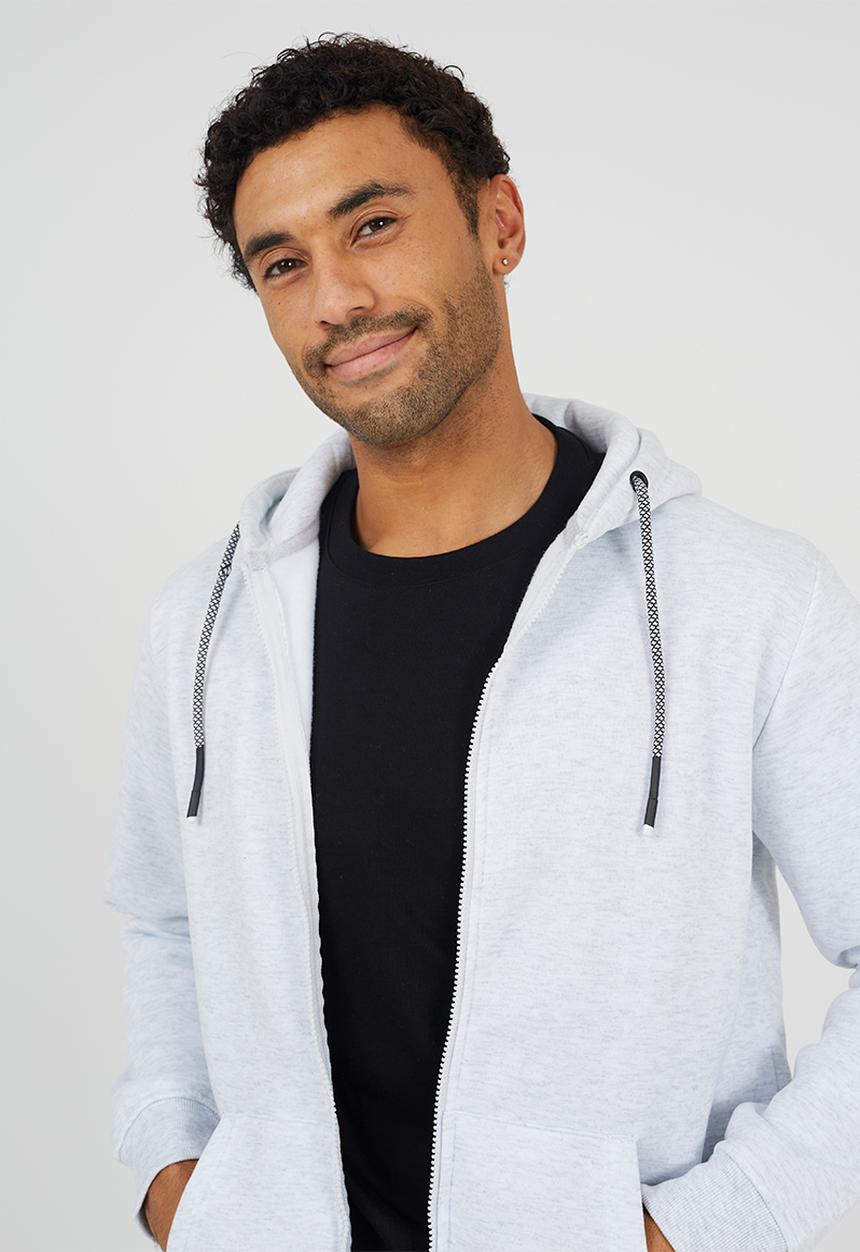 Brave Soul - Full Zip Hoodie - Ecru Marl