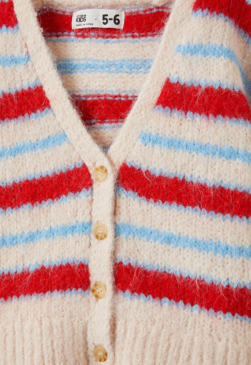 Cotton On - Vera vee neck cardigan - oatmeal marle/stripe