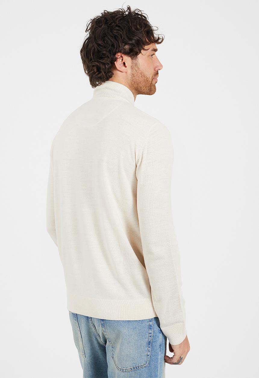 Brave Soul - Ribbed 1/4 Concealed Zip Top - Light Stone