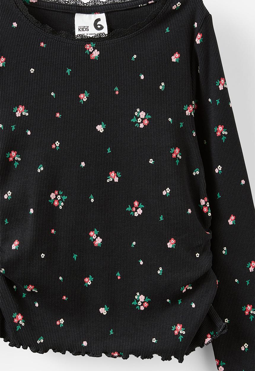 Cotton On - Nadia  Long Sleeve Top - Phantom/Floral