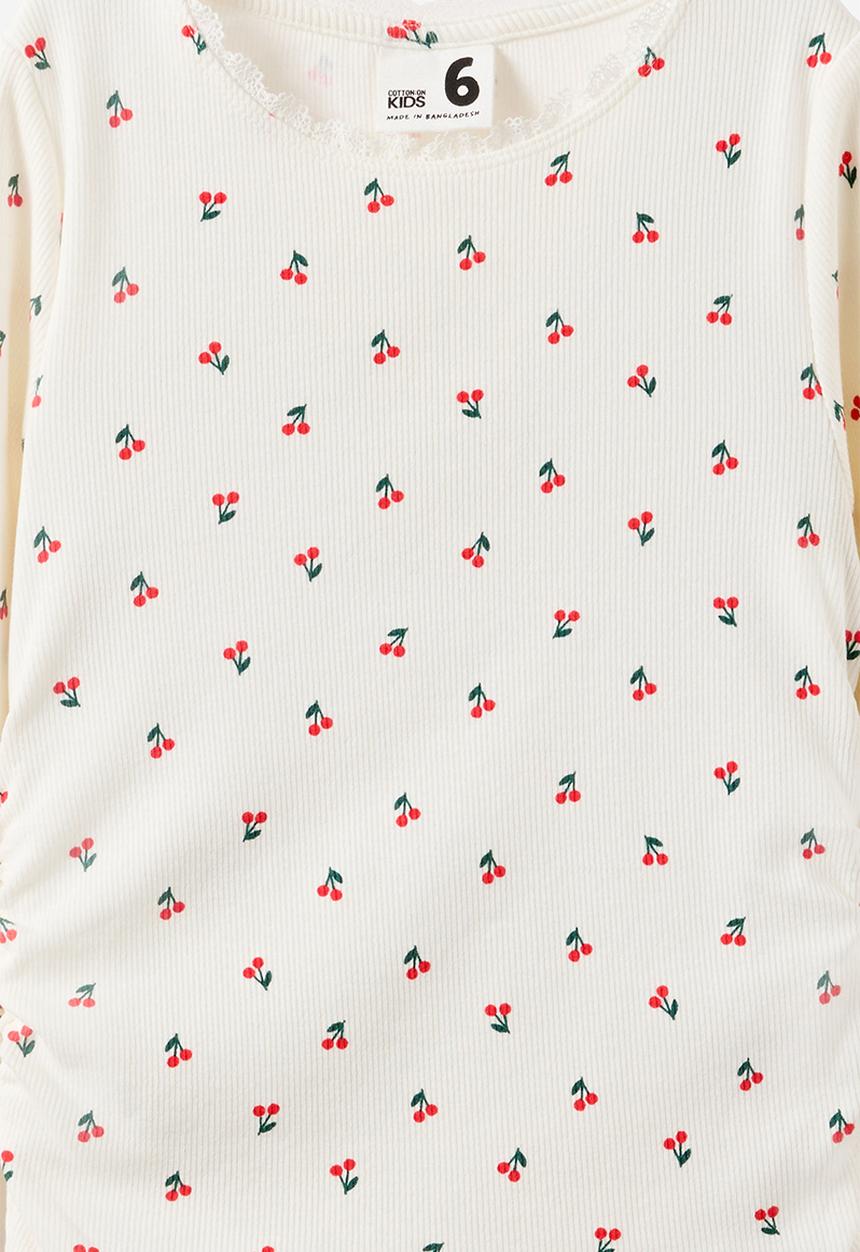 Cotton On - Nadia Long  Sleeve Top - Vanilla/Cherries