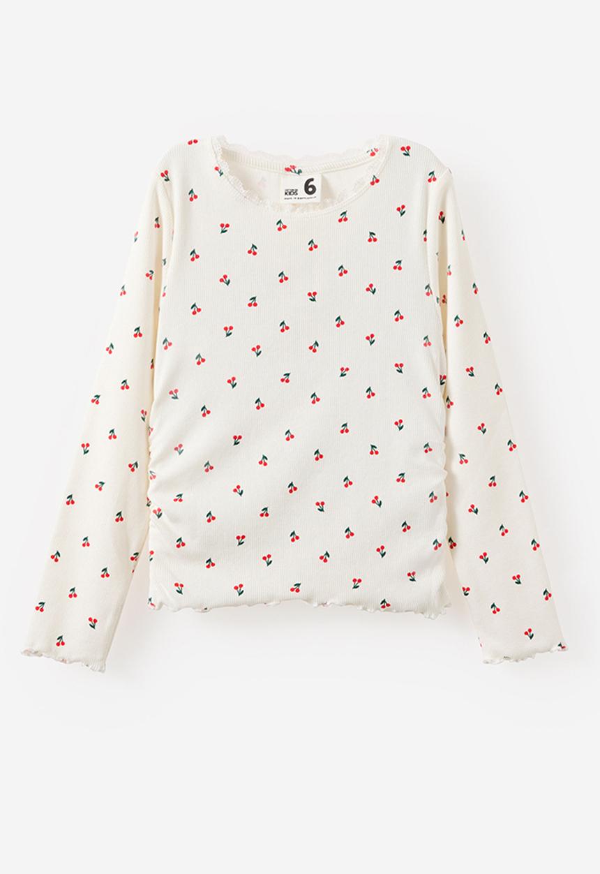 Cotton On - Nadia Long  Sleeve Top - Vanilla/Cherries
