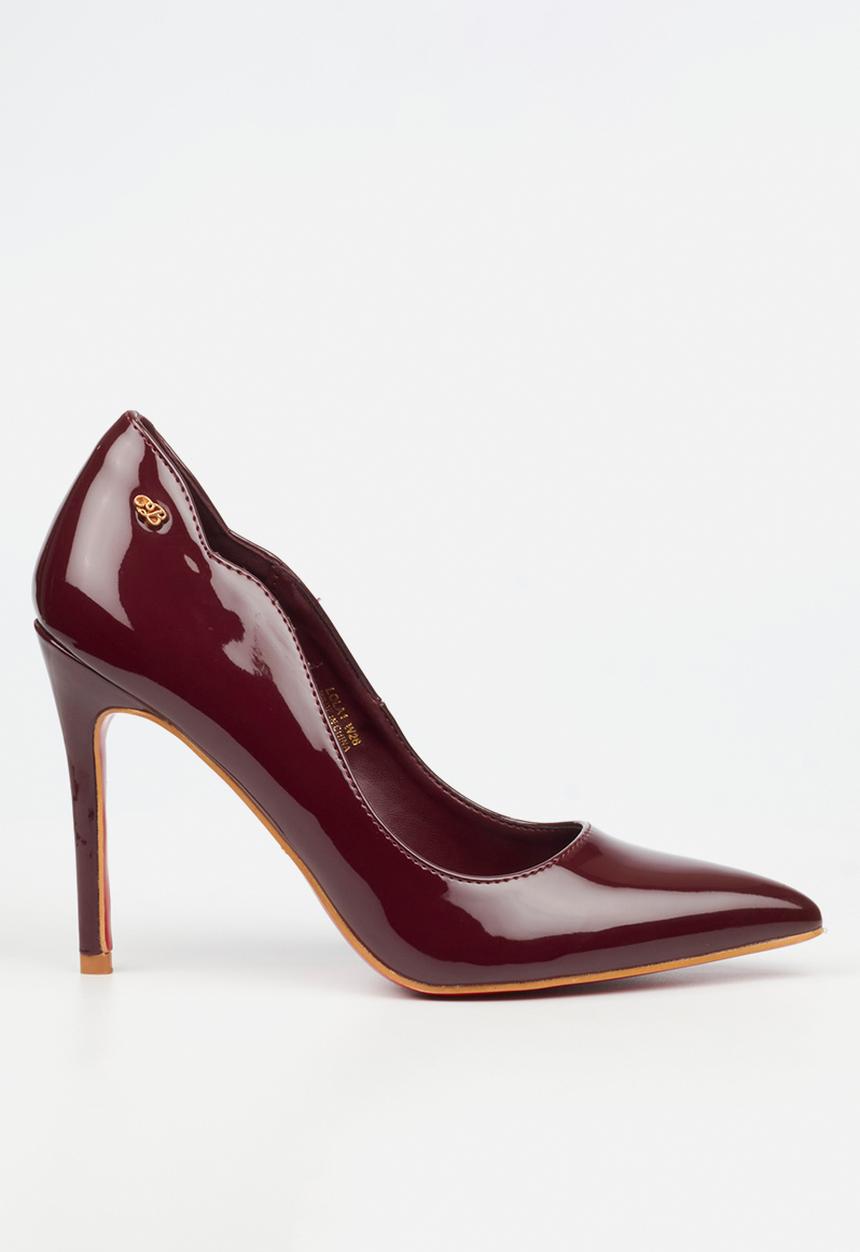 Miss Black - Lola 1 classic scallop heel - plum