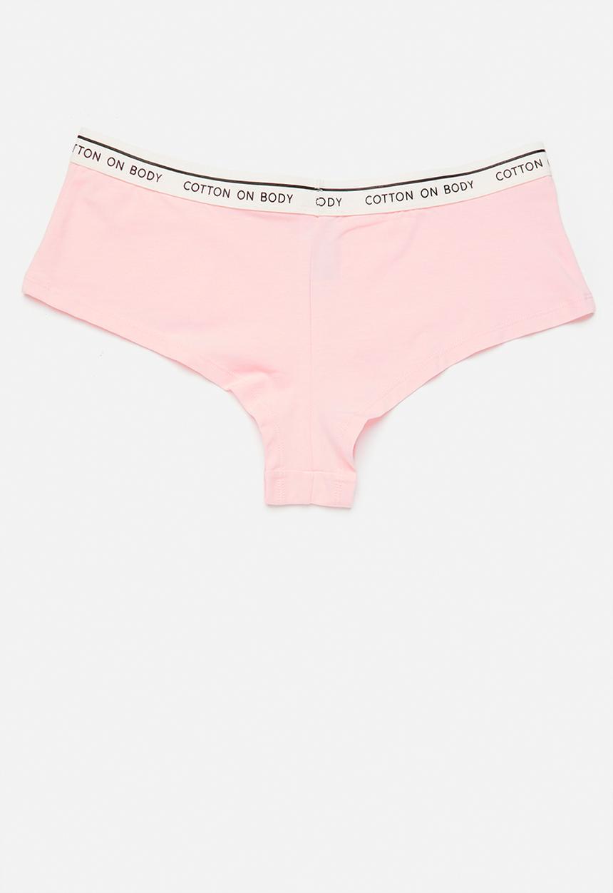 Cotton On - Branded Cotton Cheeky Boyshort 5Pk - Black/Greymrle/White/Blushbride/Bscotchmrle