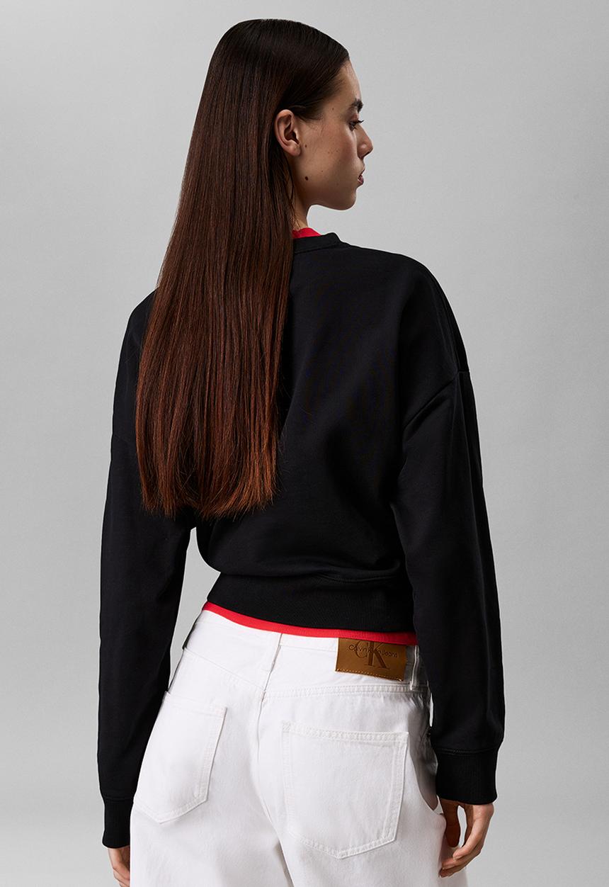 Calvin Klein - Ls monologo french terry rlxd crew - black