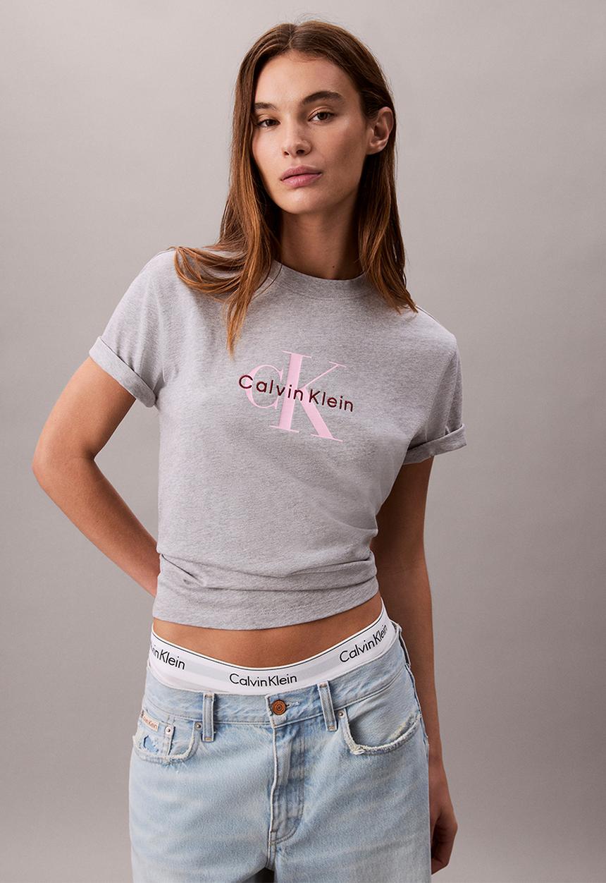 Calvin Klein - Hero ss classic monologo cneck tee - heroic grey heather