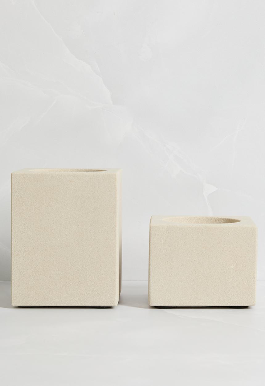 Sixth Floor - Sandstone Candle Holder Set of 2 - Natural