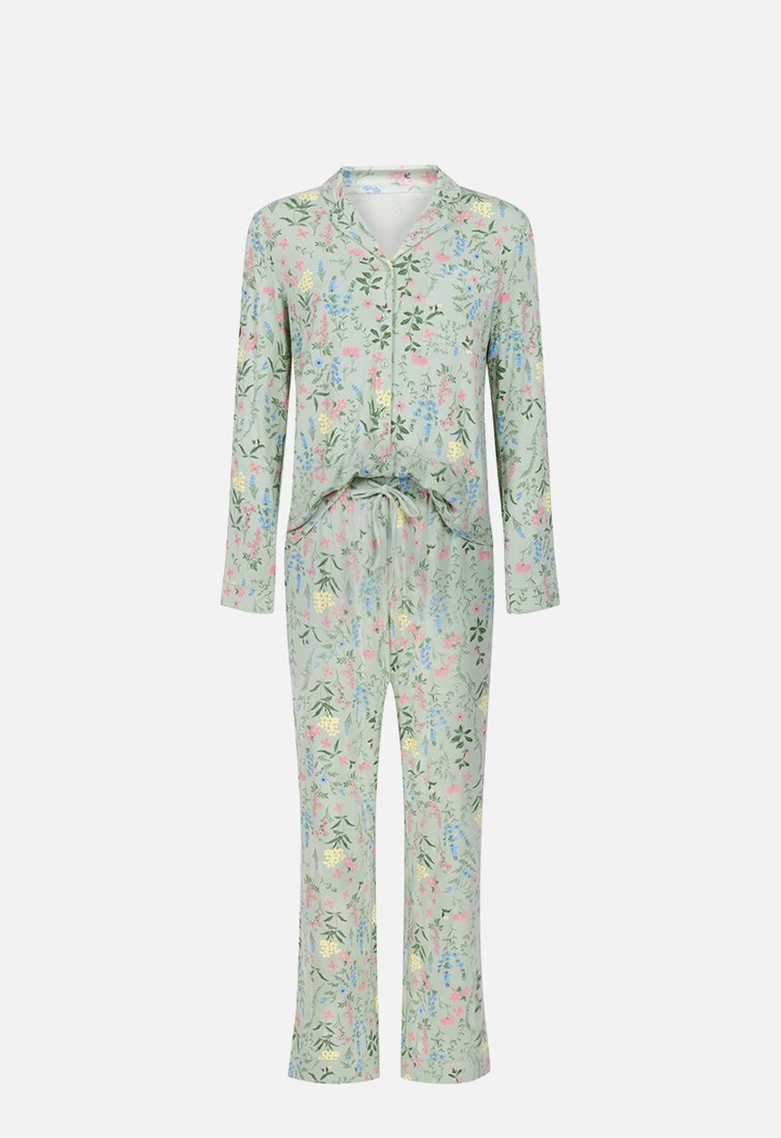 Hunkemoller - Pj jacket jersey dried flower - green