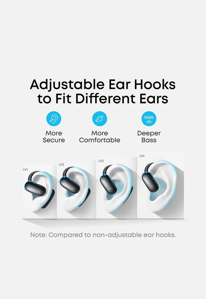 soundcore - Soundcore AeroFit 2 AI Assistant Open-Ear Earbuds - Black