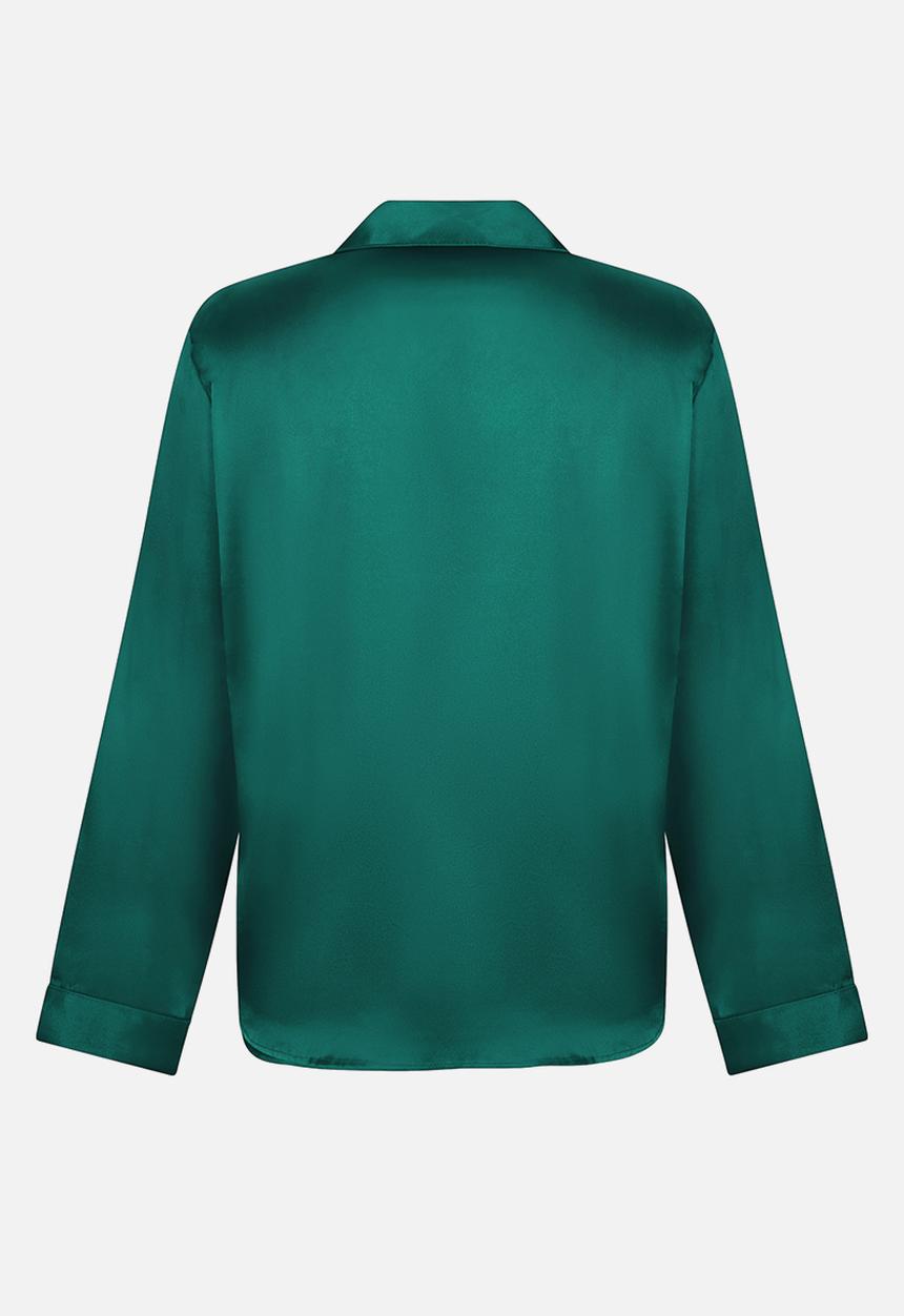 Hunkemoller - Pj ls satin minimal - green