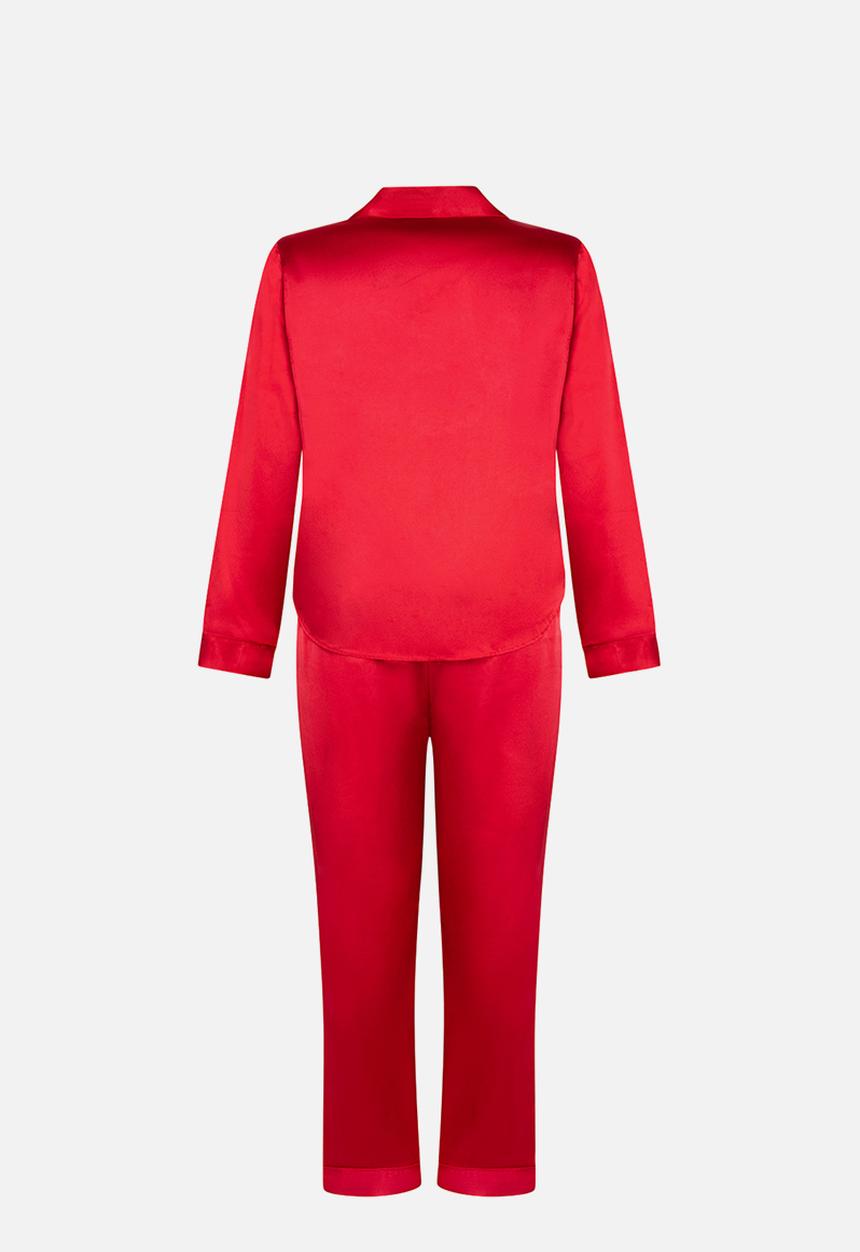 Hunkemoller - Pj ls satin minimal - chilli pepper