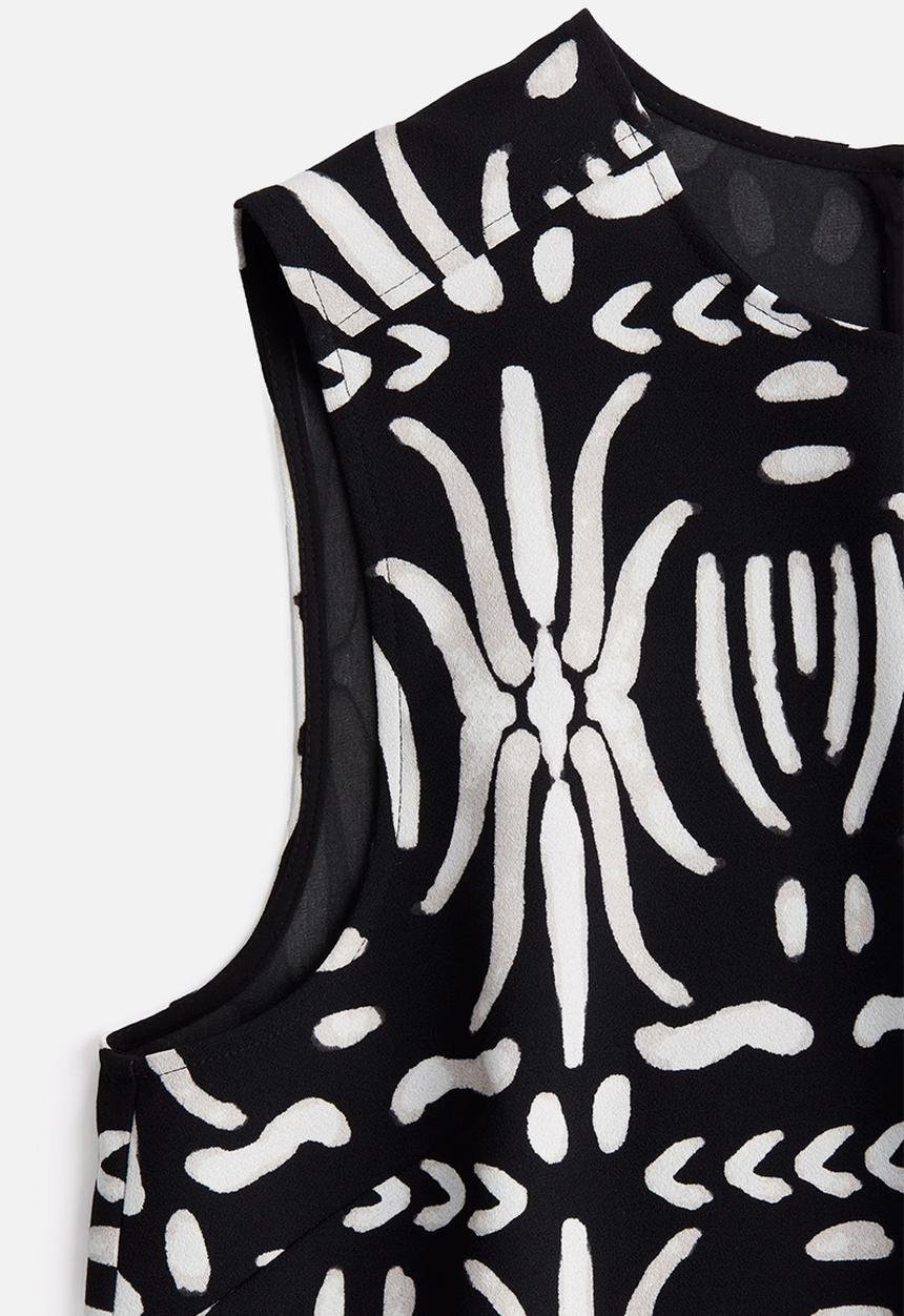 H&M - Sleeveless top - black & white patterned 