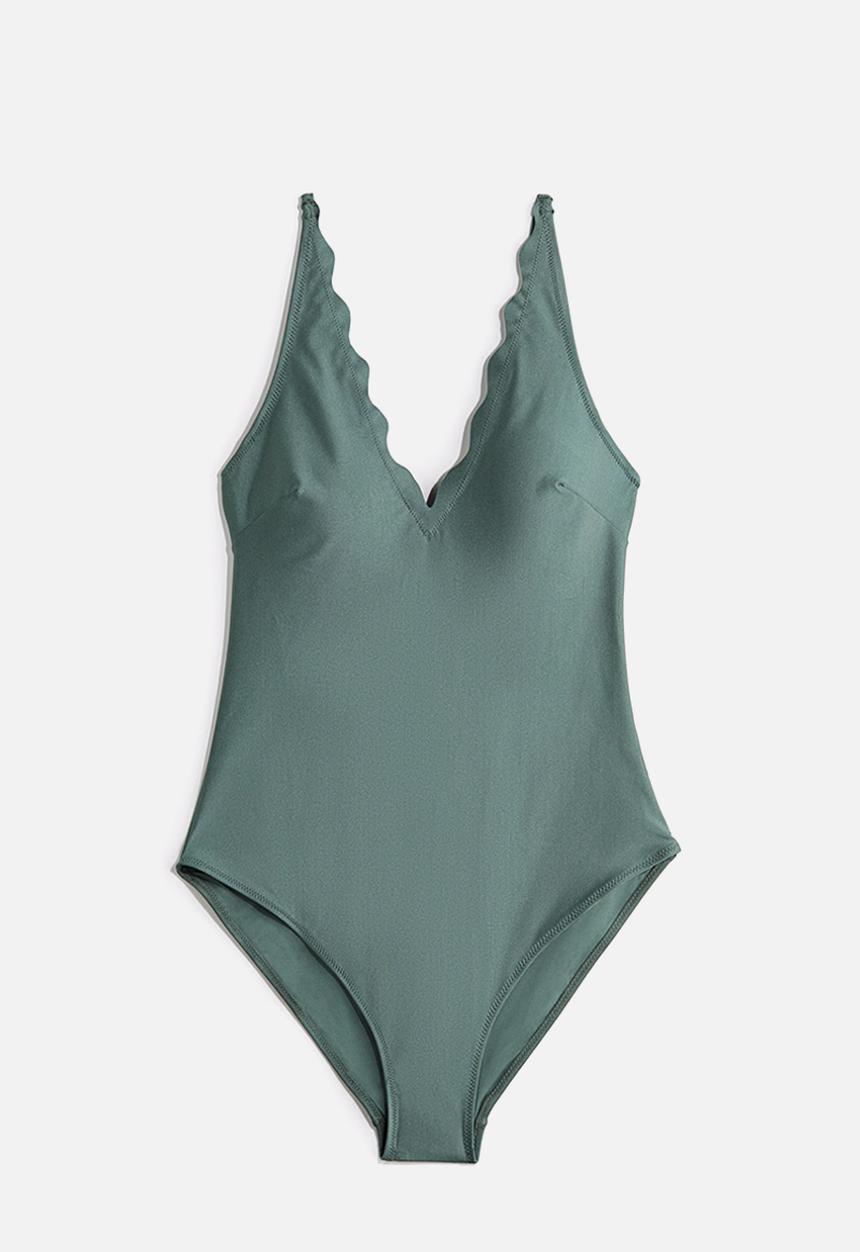H&M - Padded-cup swimsuit - dusty green