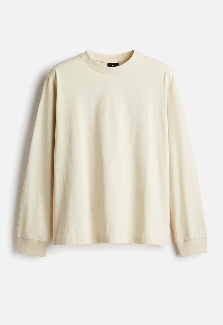 H&M - Loose fit long-sleeved jersey top - light beige