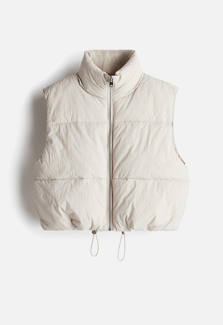H&M - Short puffer gilet - light greige