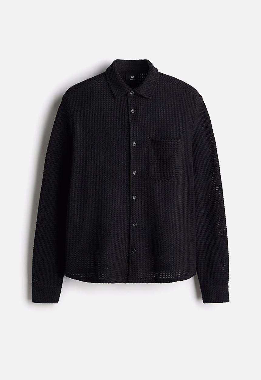 H&M - Regular fit waffled shirt - navy blue