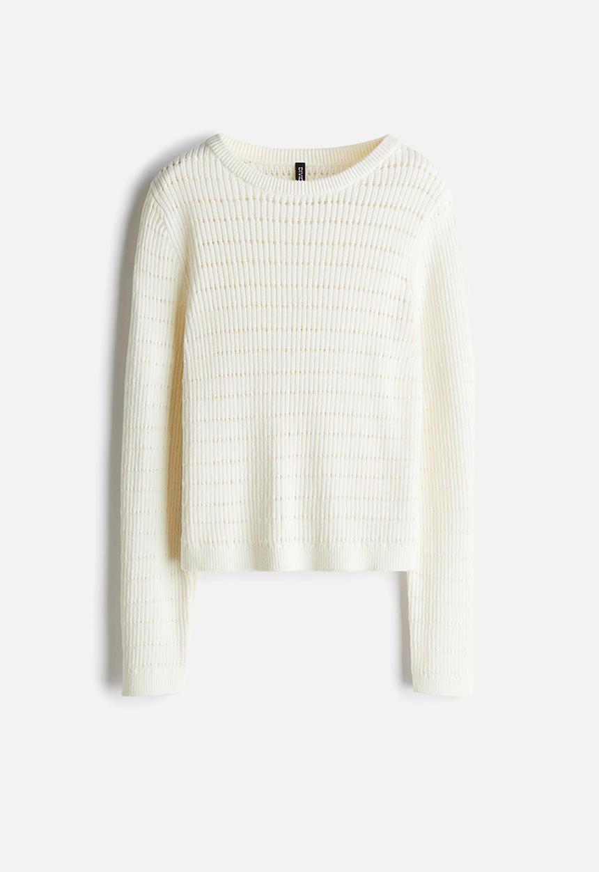 H&M - Hole-patterned jumper - cream 
