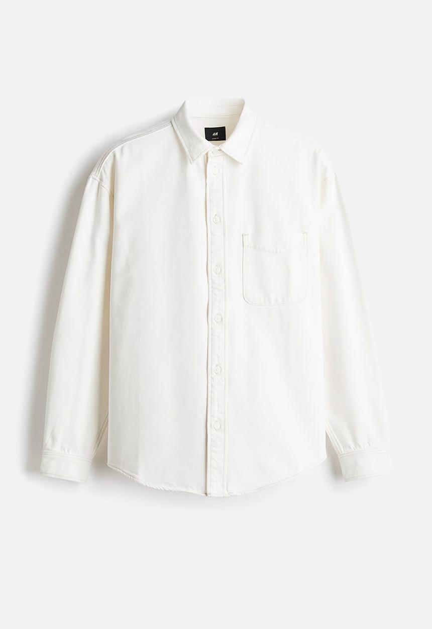 H&M - Loose fit denim shirt - white