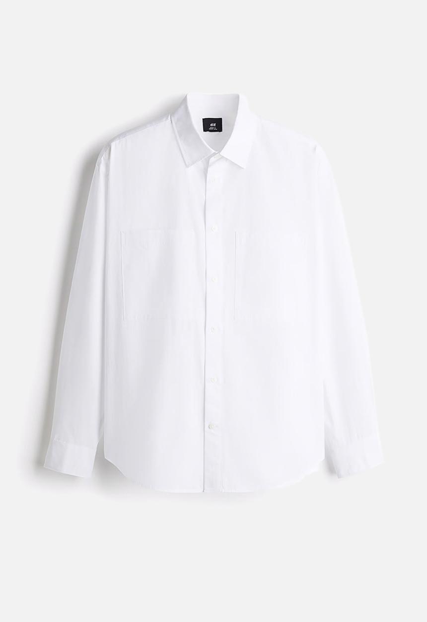 H&M - Loose fit poplin shirt - white