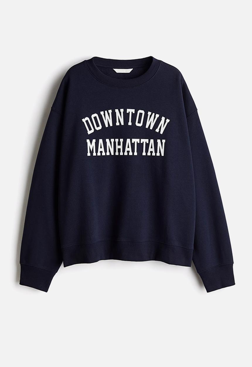 H&M - Text-motif sweatshirt - navy blue/manhattan