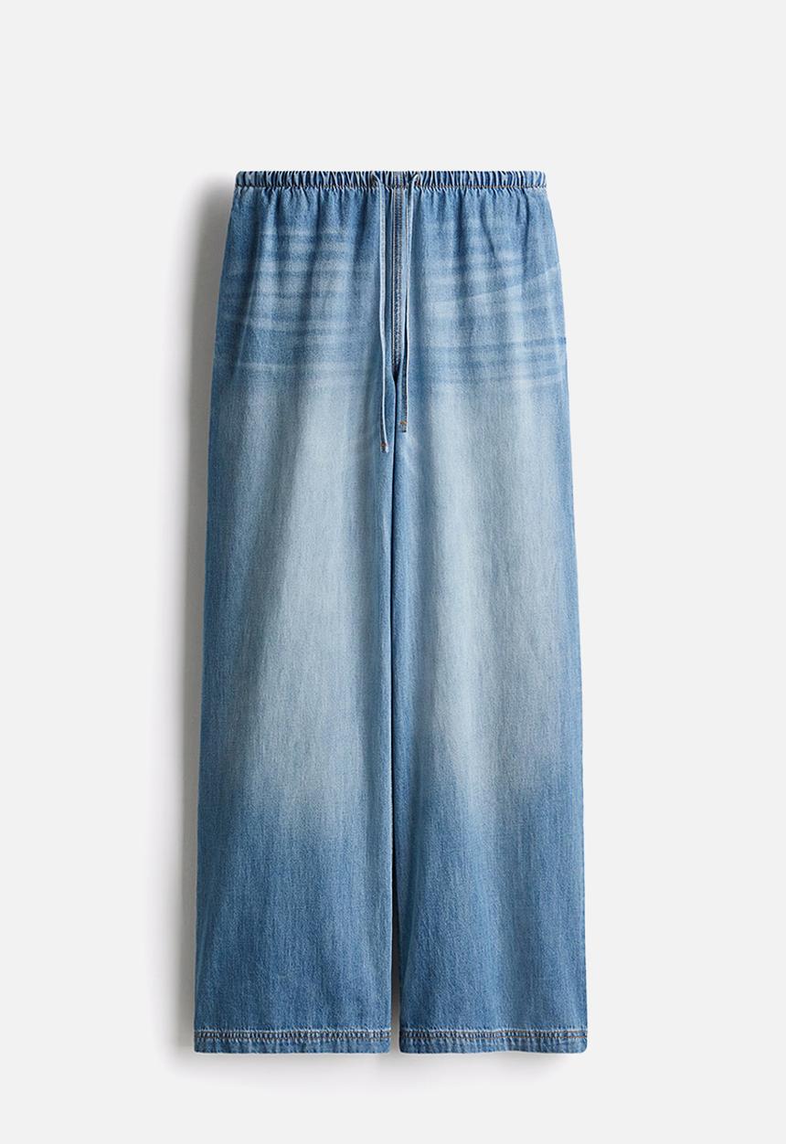 H&M - Denim drawstring trousers - light denim blue