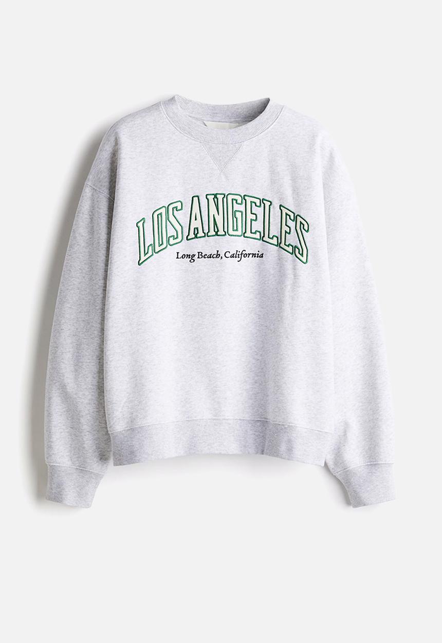H&M - Text-motif sweatshirt - light grey marl/los angeles