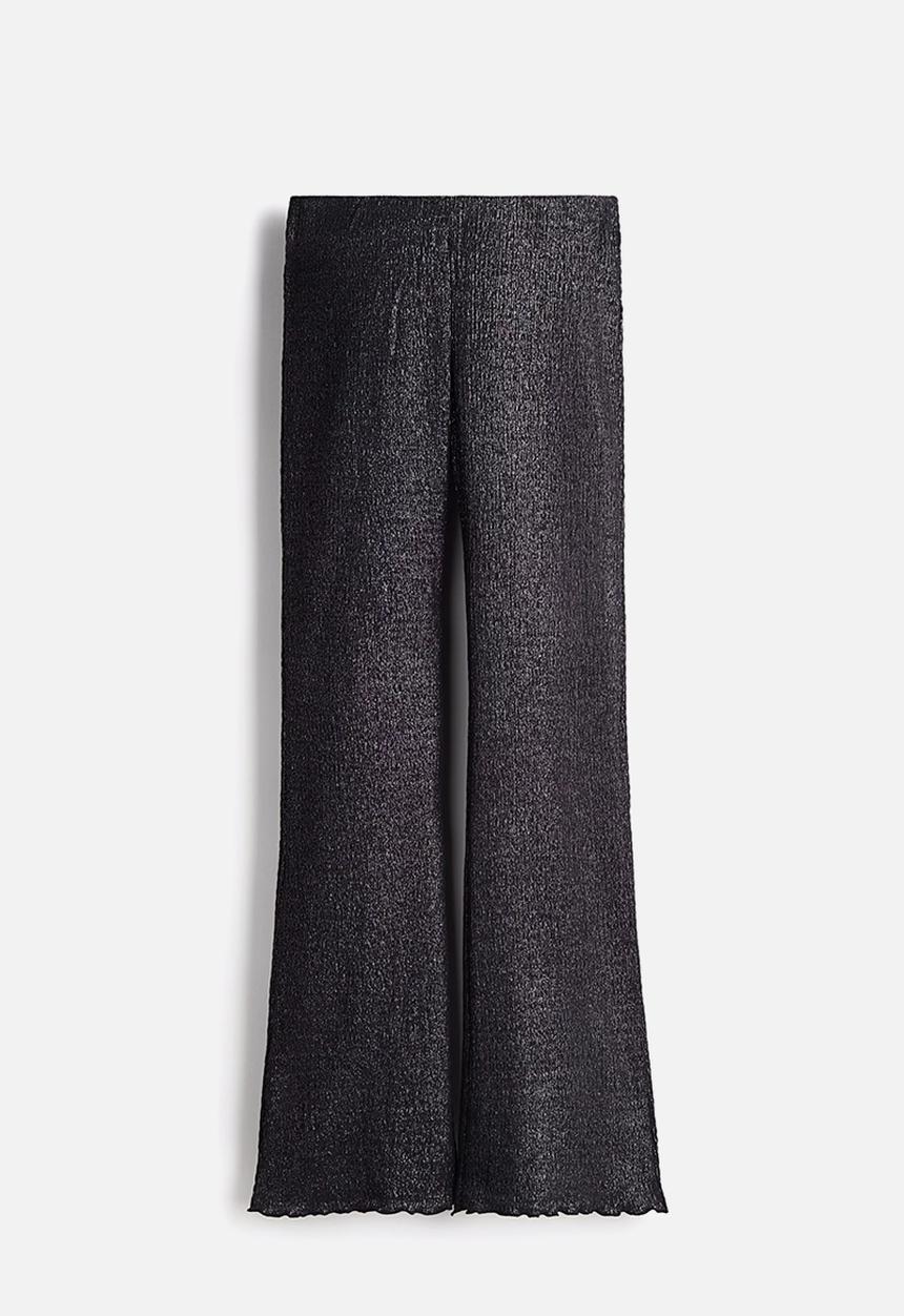 H&M - Smocked flared trousers - black glittery