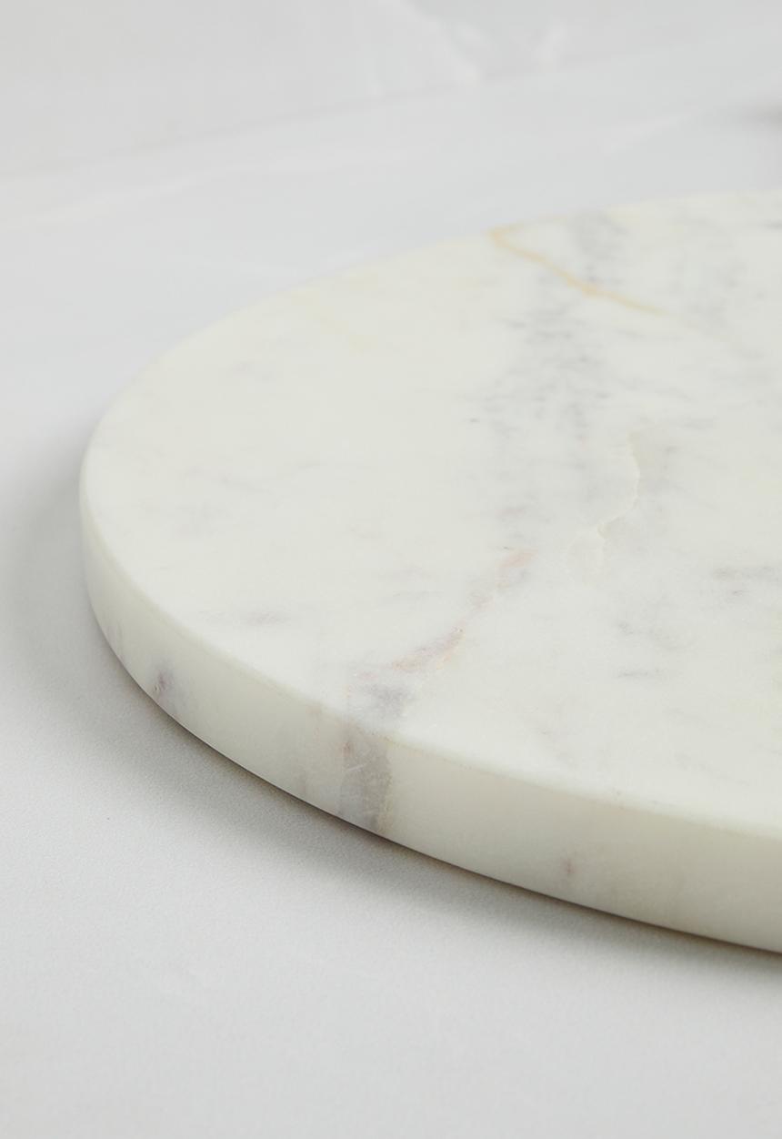 Sixth Floor - Round Marble Chopping Board Small - White