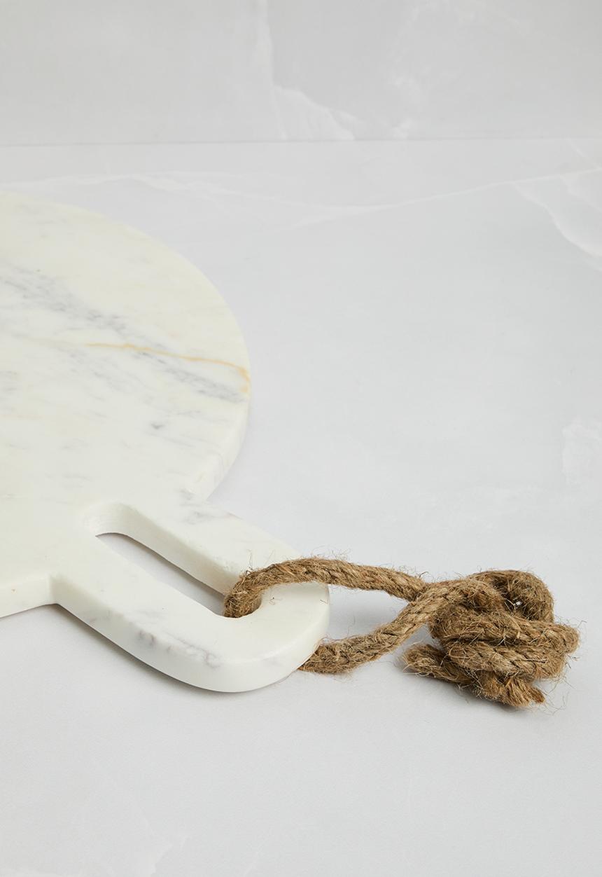 Sixth Floor - Round Marble Chopping Board Small - White