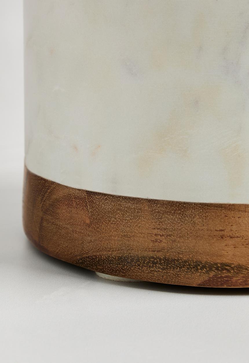 Sixth Floor - Marble & Wood Canister - White