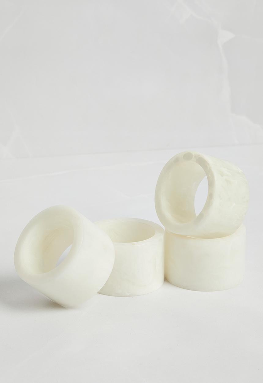 Sixth Floor - Resin Napkin Rings Set of 4 - White