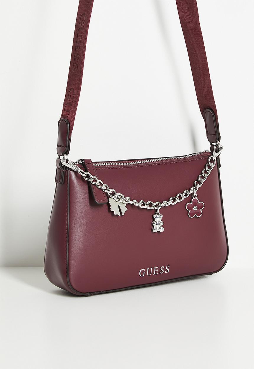 GUESS - Fiora mini  crossbody bag - oxblood