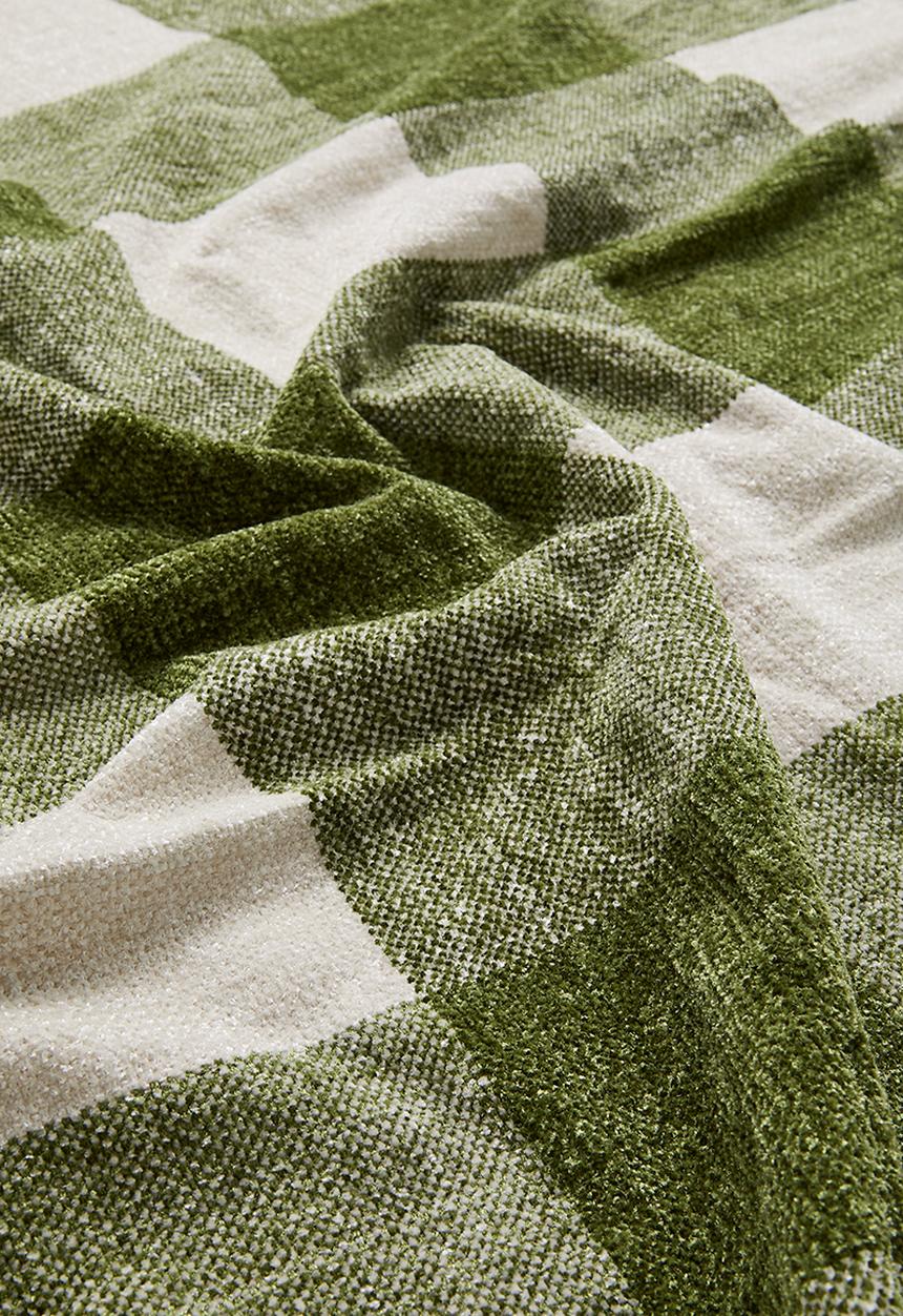 Sixth Floor - Chenille Check Throw - Olive