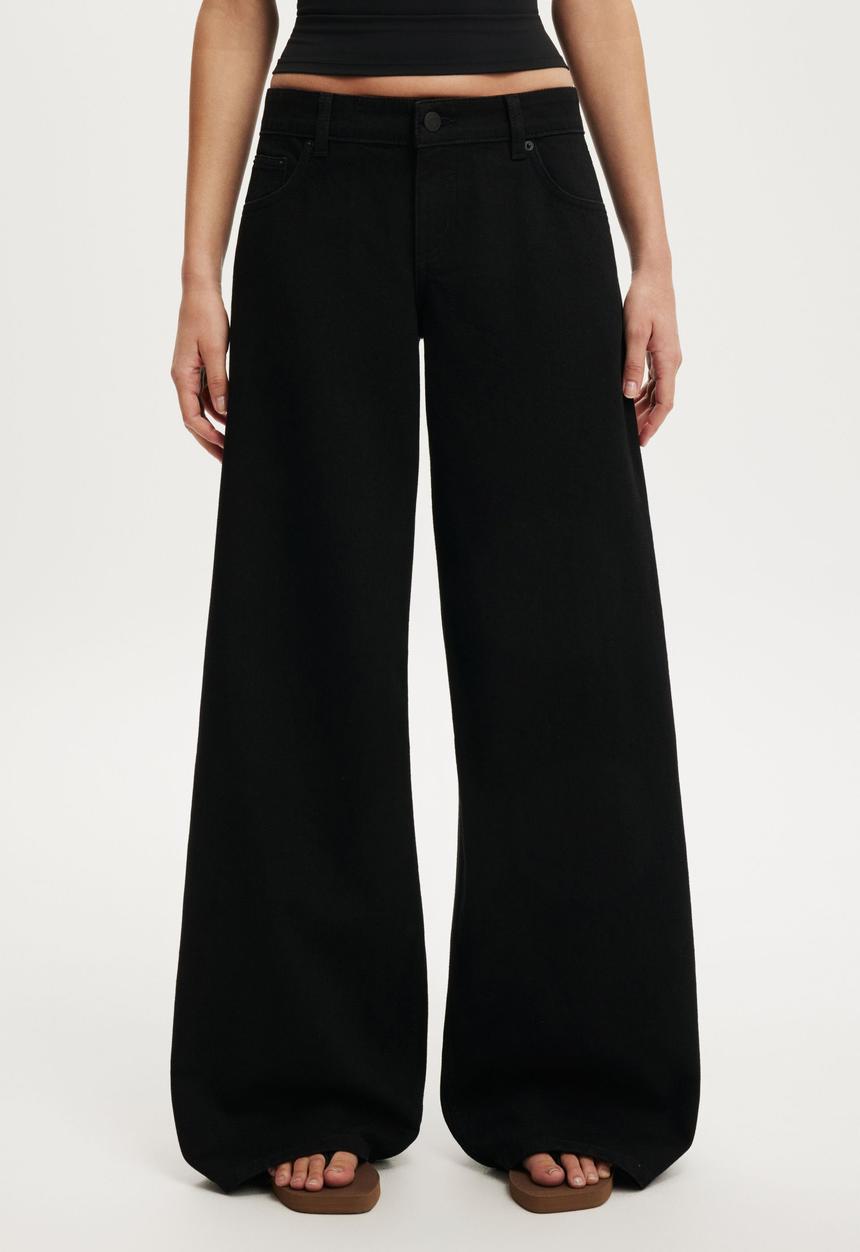 Cotton On - Low rise wide jean - aquarius black