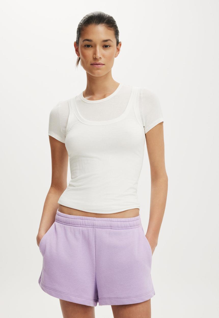 Cotton On - Fleece sweatshort - washed violet valentine
