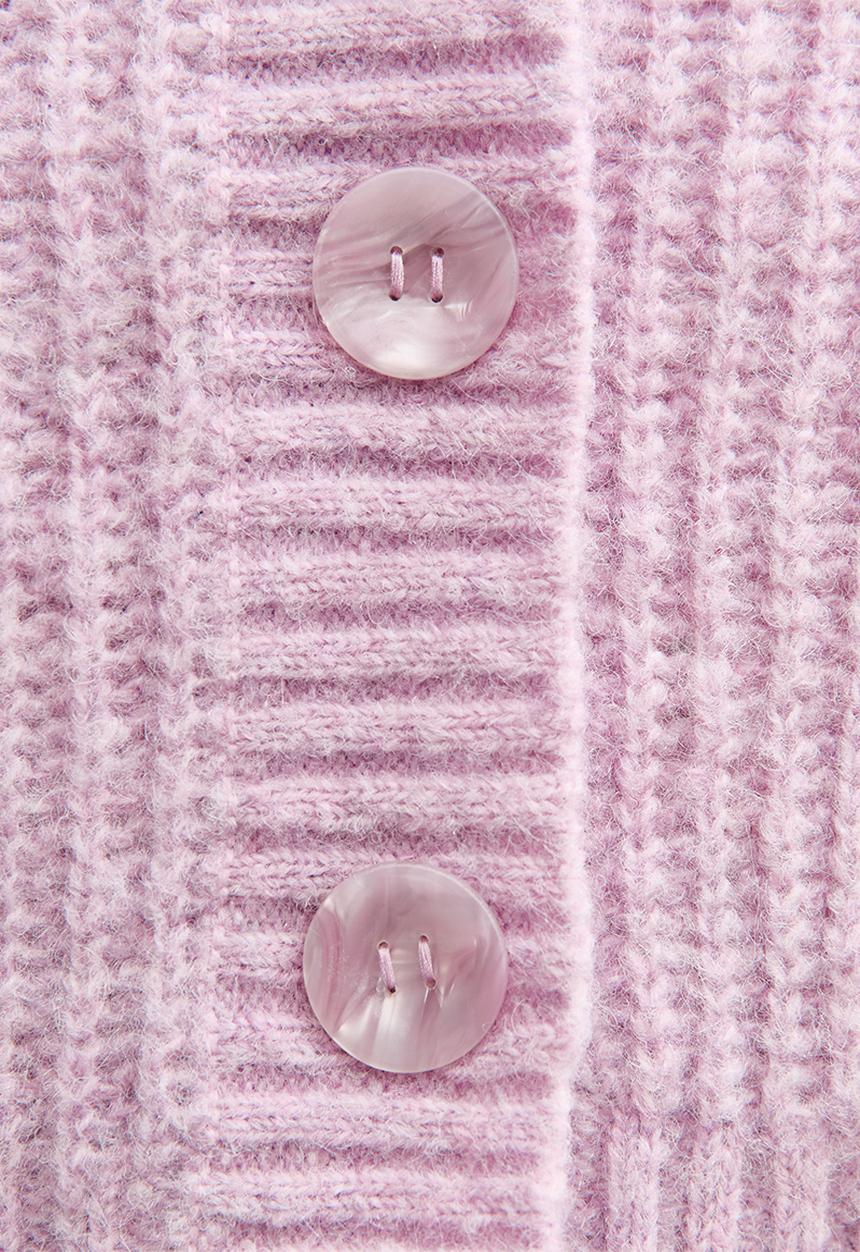 New Look - Chunky Knit V-Neck Cardigan - lilac