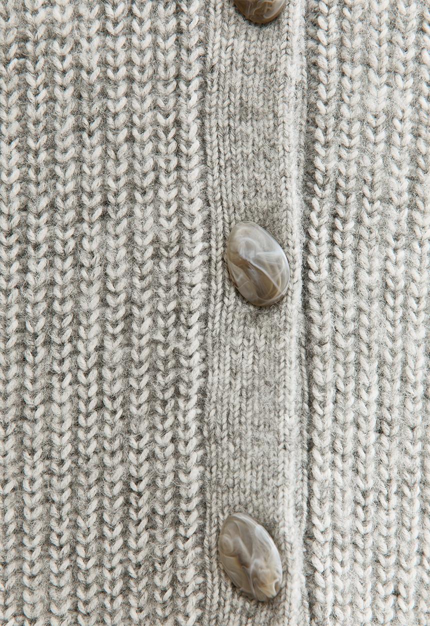 New Look - Ribbed Knit Raglan Sleeve Cardigan - mid grey