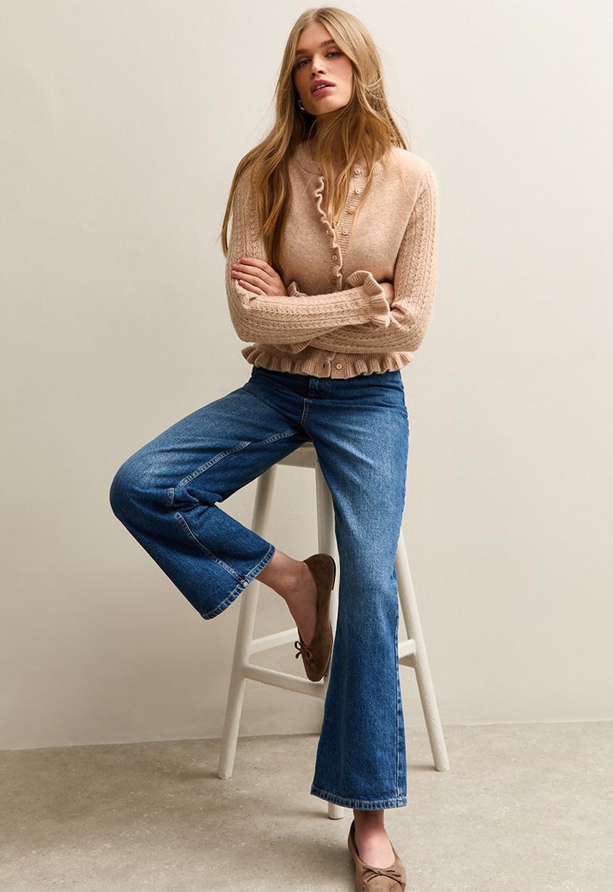New Look - Ruffle cable knit cardigan - camel