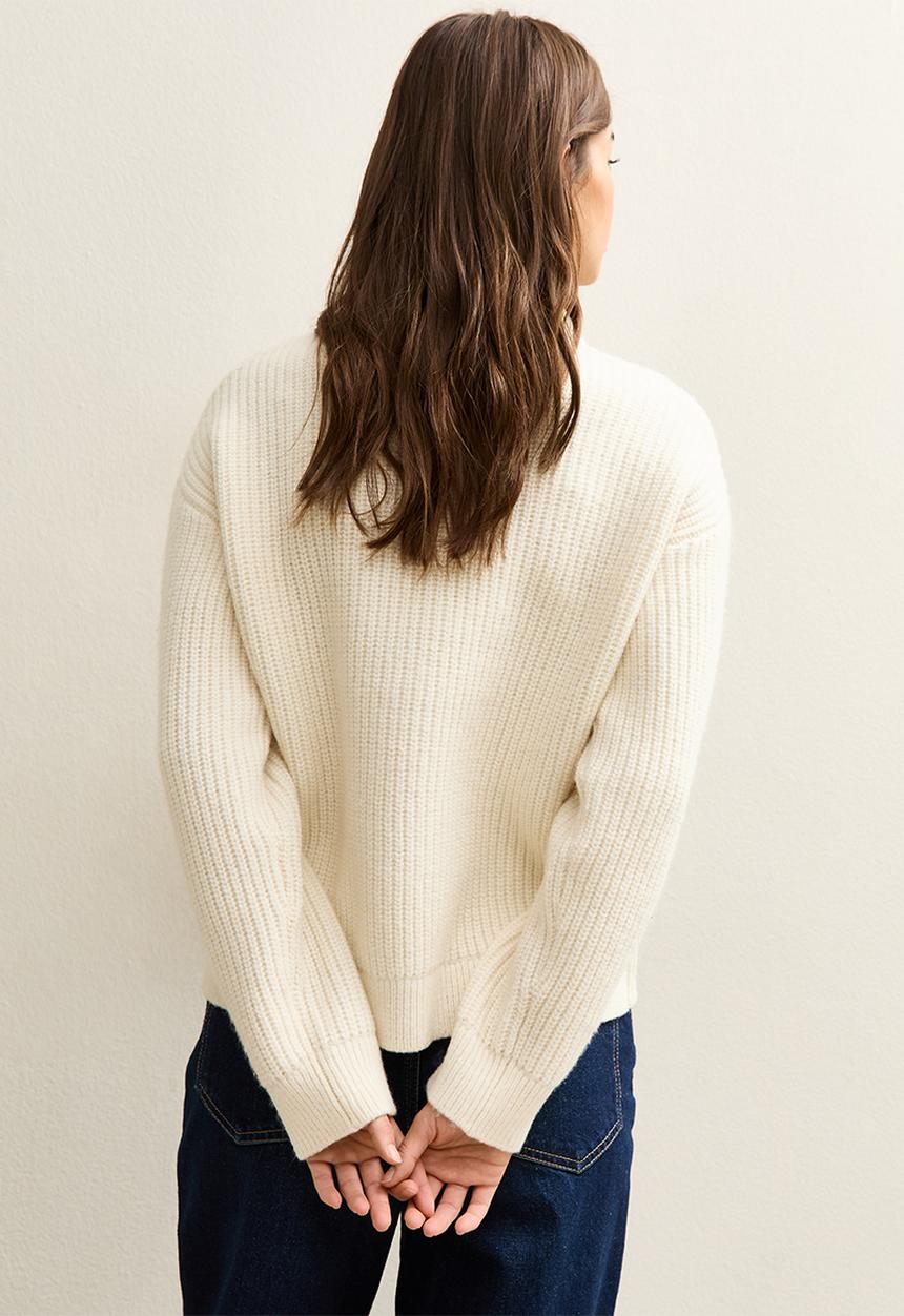 New Look - Half cardi henley - cream