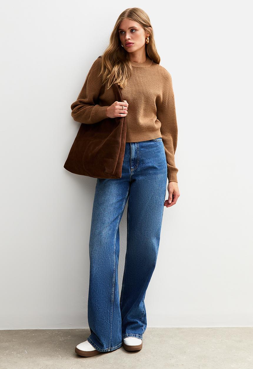 New Look - Ribbed Crew Neck Knit Jumper - camel