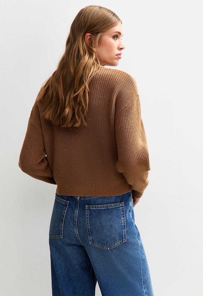 New Look - Ribbed Crew Neck Knit Jumper - camel