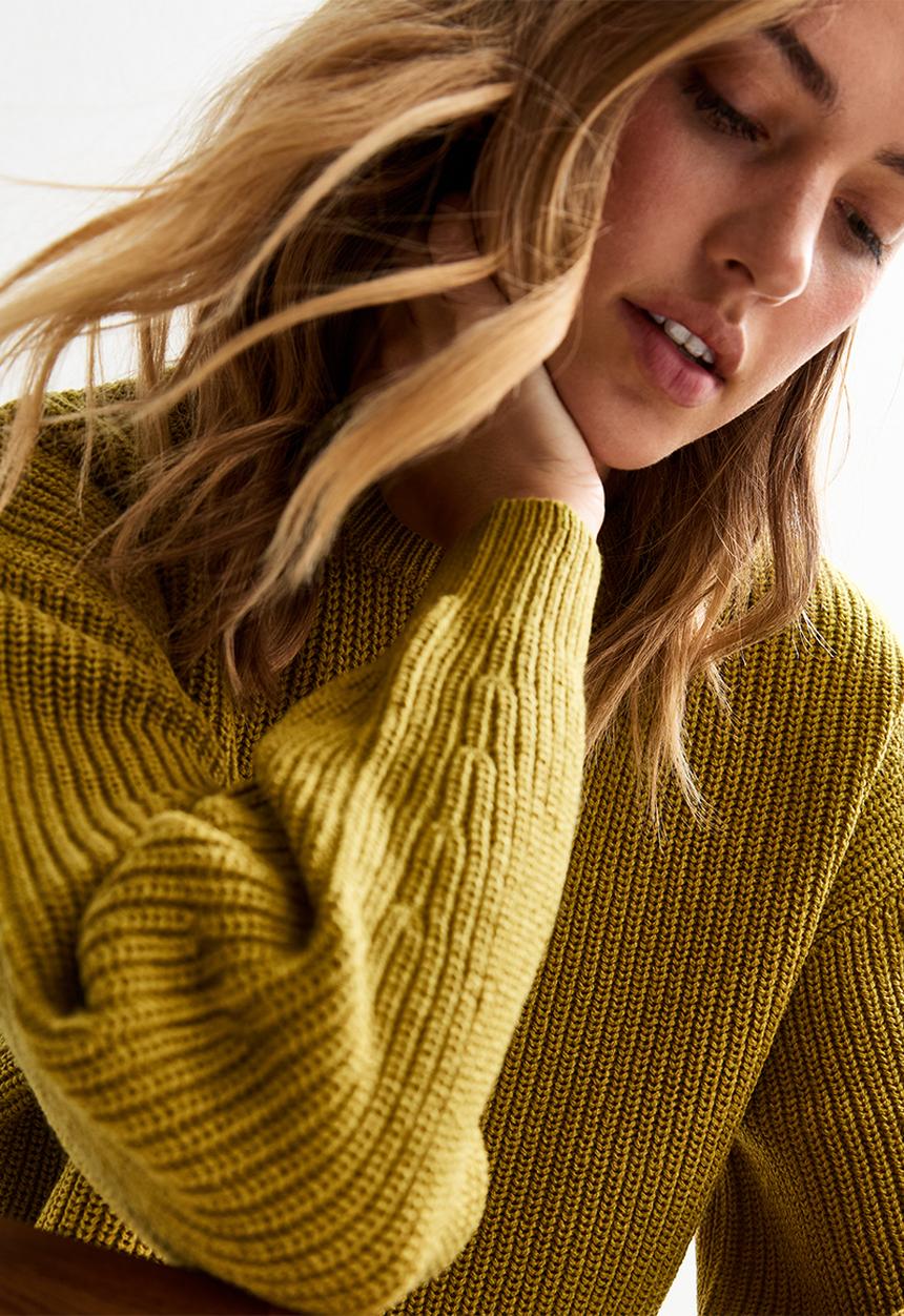 New Look - Ribbed Crew Neck Knit Jumper - mid green