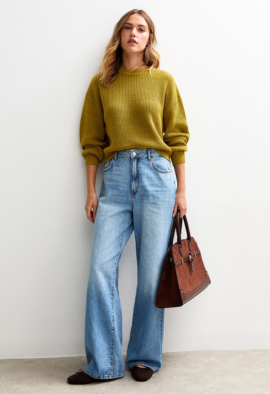 New Look - Ribbed Crew Neck Knit Jumper - mid green