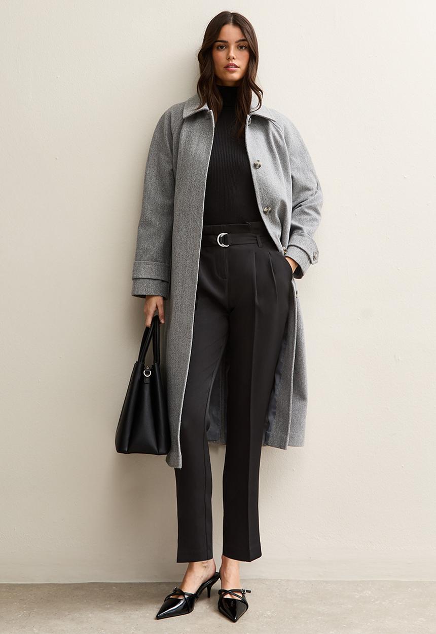 New Look - Belted Paperbag Waist Trousers - black