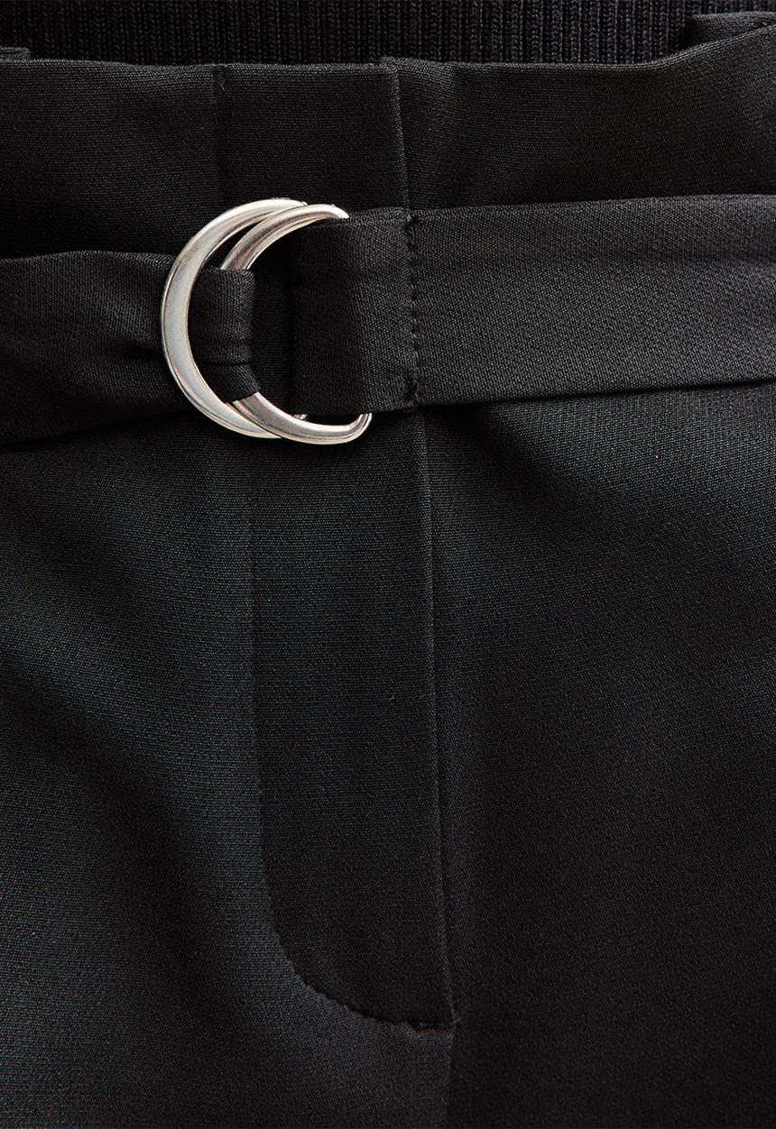 New Look - Belted Paperbag Waist Trousers - black