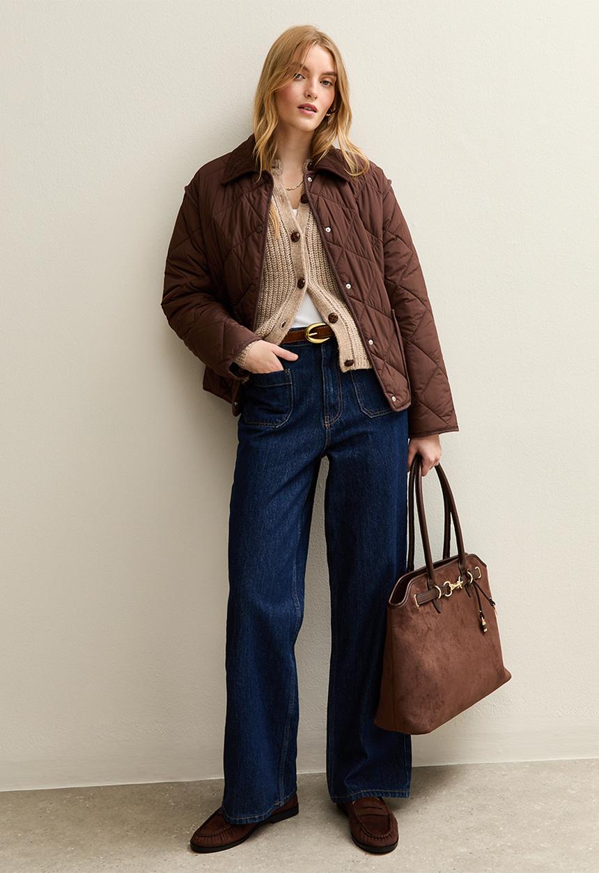 New Look - Ribbed Knit Raglan Sleeve Cardigan - camel